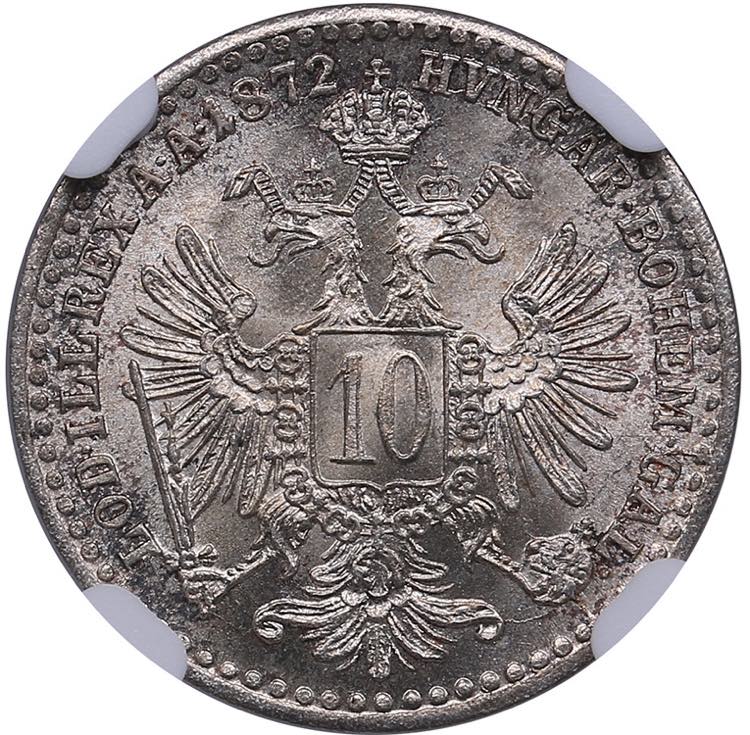 Austria 10 kreuzer 1872 - NGC MS ... 