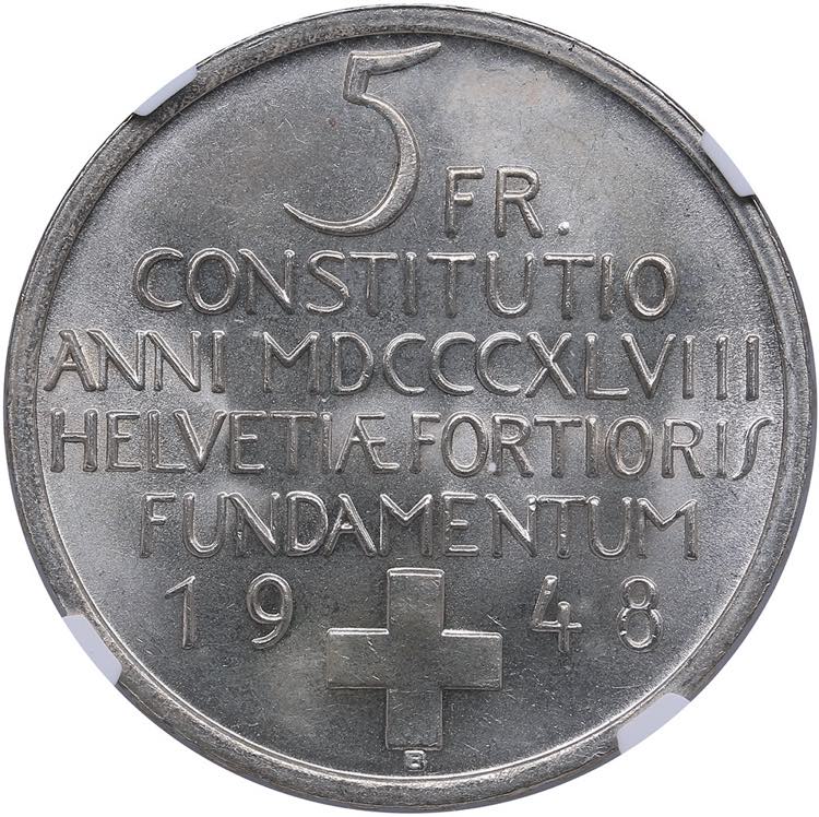 Switzerland 5 francs 1948 B - NGC ... 