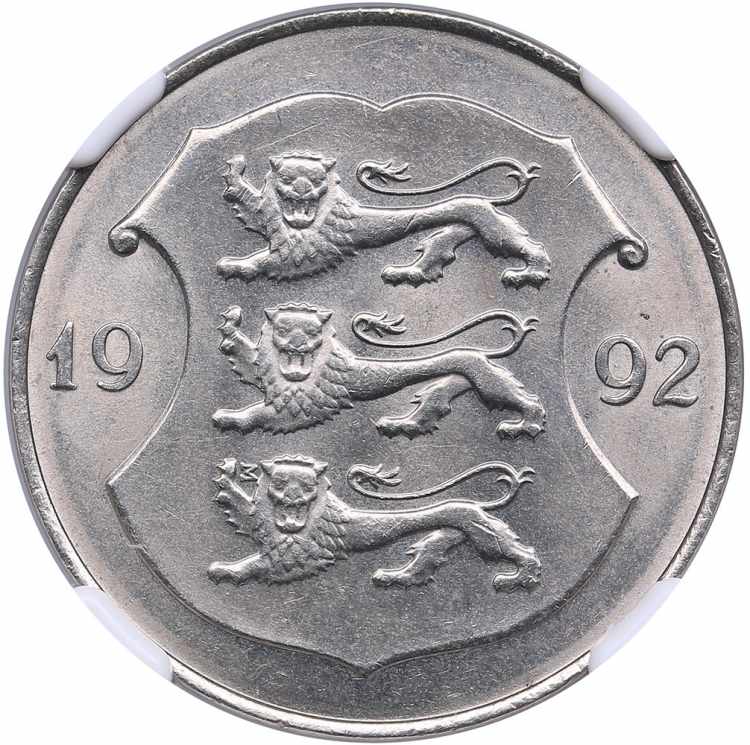 Estonia 1 kroon 1992 M - NGC MINT ... 