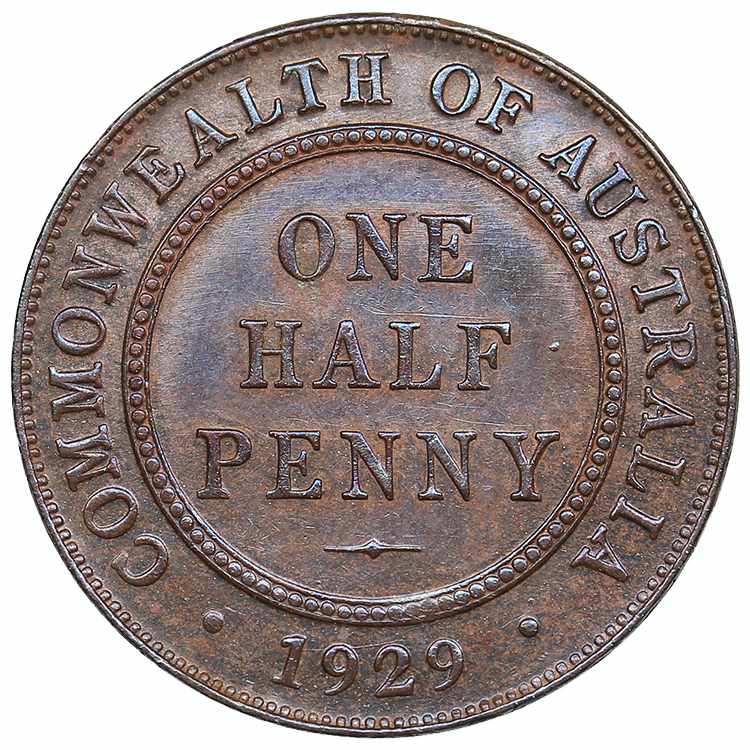 Australia 1/2 penny 1929 5.65g. ... 