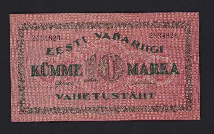 Estonia 10 marka 1922 UNC Pick 53a.