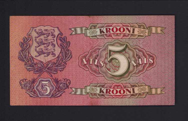 Estonia 5 krooni 1929 VF+ Pick 62.