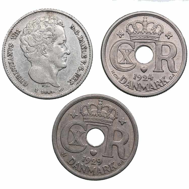 Lot of coins: Denmark (3) 25 ore ... 
