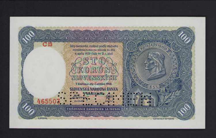 Slovakia 100 korun 1940 Specimen ... 