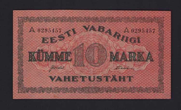 Estonia 10 marka 1922 A AU. Pick ... 