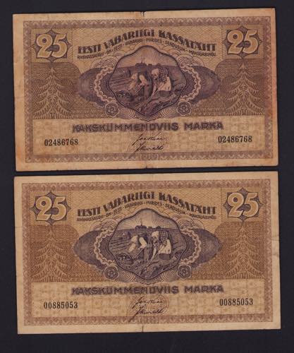 Estonia 25 marka 1919 (2) Various ... 