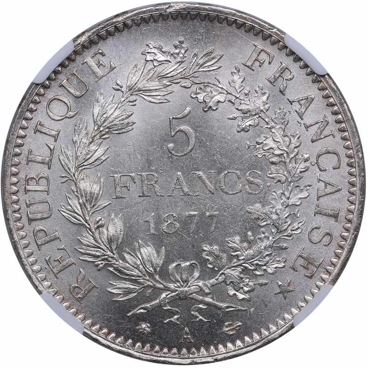 France 5 francs 1877 A - NGC MS 65 ... 