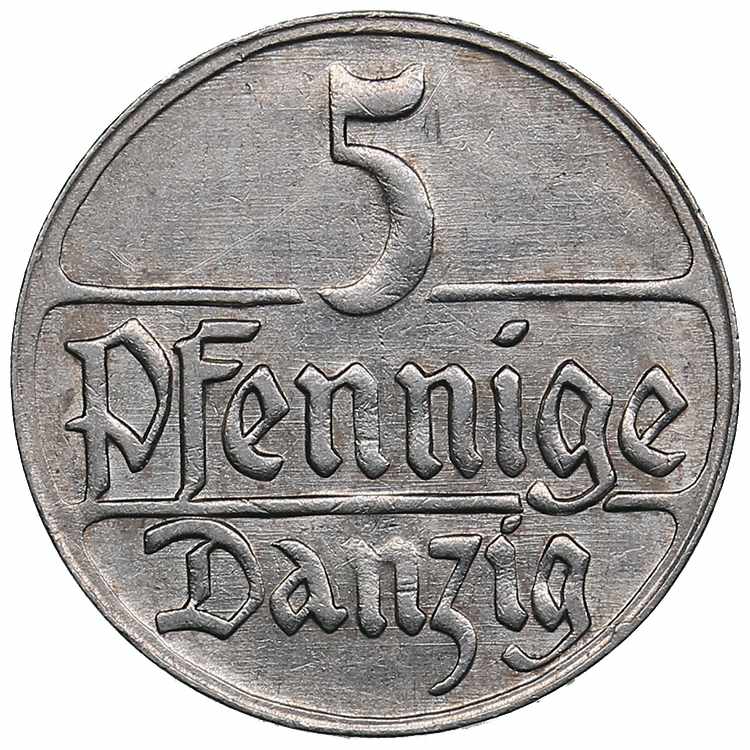 Danzig, Poland 5 pfennig 1923 ... 