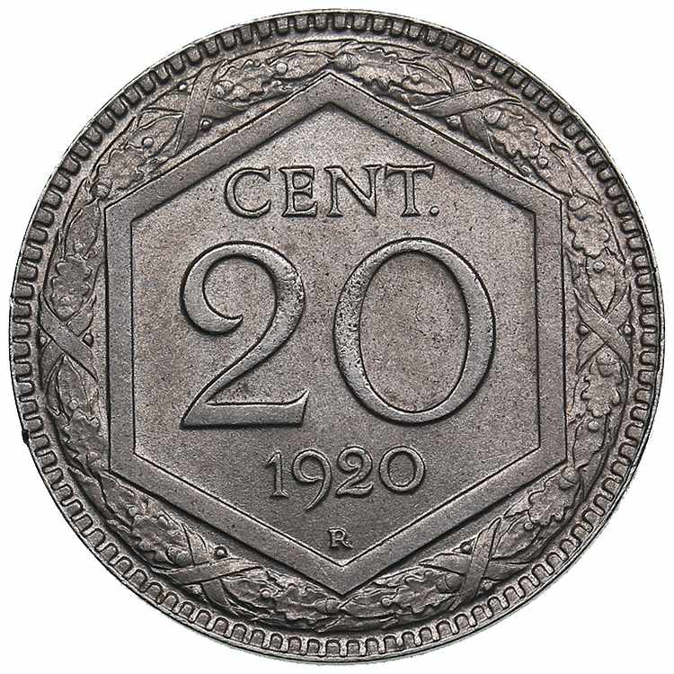 Italy 20 centesimi 1920 R 3.98g. ... 
