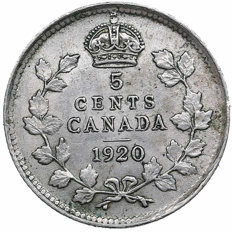 Canada 5 cents 1920 1.16g. XF+/UNC ... 