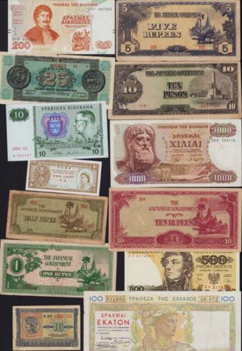 Lot of World paper money: Japan, ... 