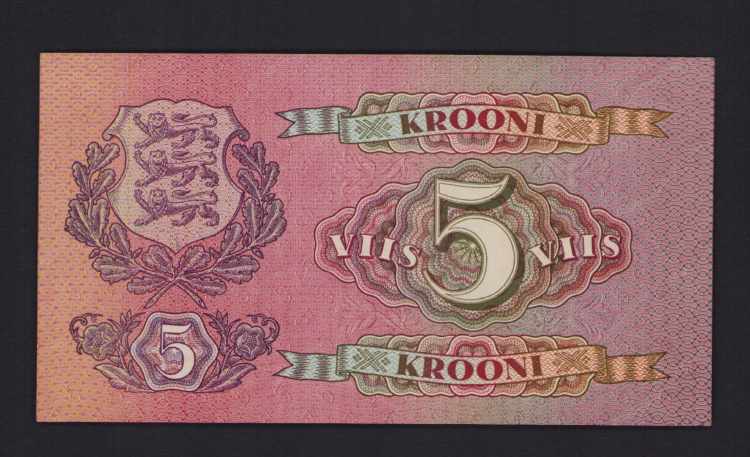 Estonia 5 krooni 1929 AU. Pick 62a.
