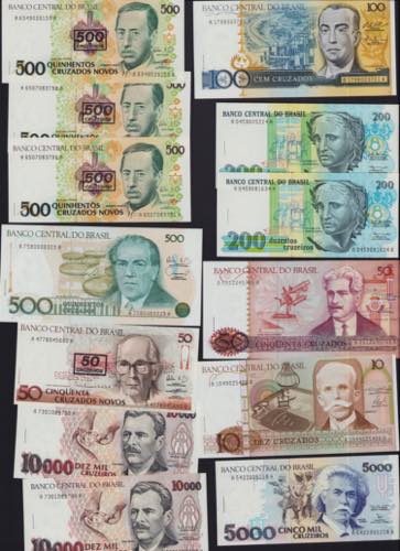 Lot of World paper money: Brazil ... 