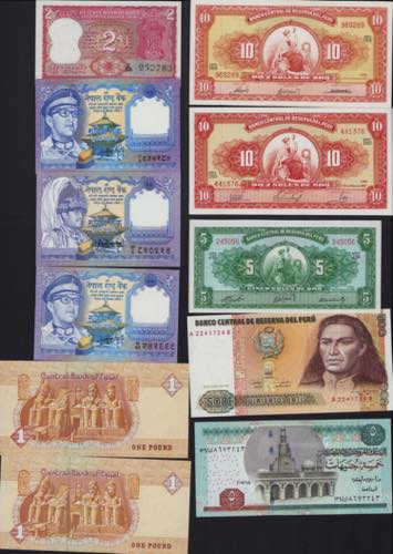 Lot of World paper money: Peru, ... 
