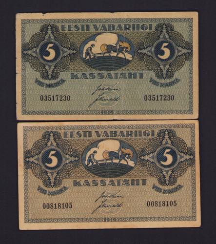 Estonia 5 marka 1919 (2) Various ... 