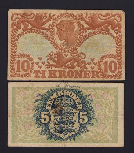 Denmark 5 & 10 kroner 1942 (2) ... 