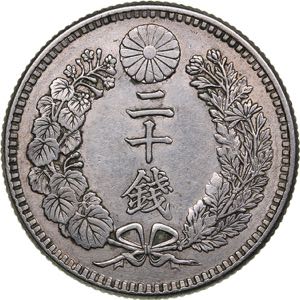 Japan 20 sen 1898
5.38 g. XF-/AU