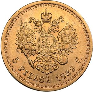 Russia 5 roubles 1889 АГ - Alexander III ... 