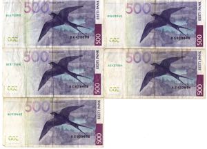 Estonia 500 krooni 2000 (5) Various series ... 