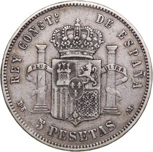 Spain 5 pesetas 1877
24.79 g. VF/VF+