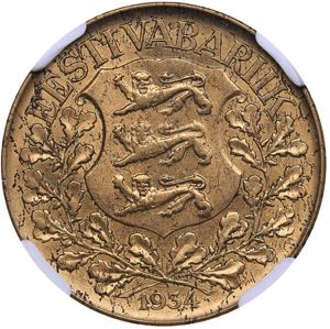 Estonia 1 kroon 1934 NGC MS 63
Mint luster. ... 