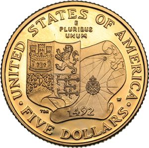 USA 5 dollars 1992
8.34 g. PROOF Gold.