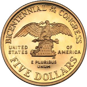 USA 5 dollars 1989
8.36 g. PROOF Gold.