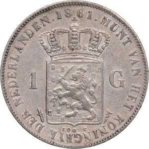 Netherland 1 gulden 1861
9.94 g. VF/VF