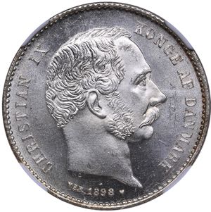 Denmark 1 kronor 1898 HC VBP NGC MS 64+ Mint ... 