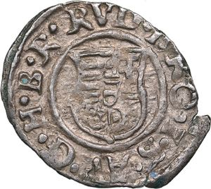 Hungary 1 denar 1592 KB
0.56 g. XF/XF