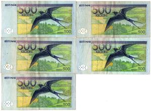 Estonia 500 krooni 1996 (5)
Various series ... 