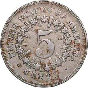 USA 5 cents 1866
5.08 g. XF/XF KM# 96.