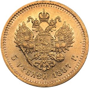 Russia 5 roubles 1887 АГ - Alexander III ... 