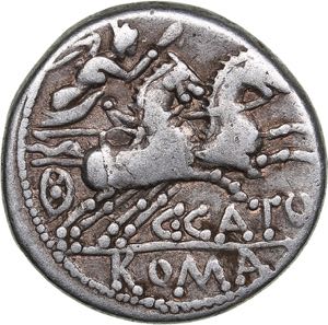Roman Republic AR denarius - C.Porcius Cato ... 
