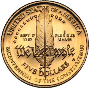 USA 5 dollars 1987
8.37 g. PROOF Gold.