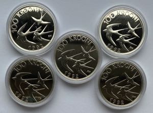Estonia 100 krooni 1992 (5)
Ag. Prooflike.