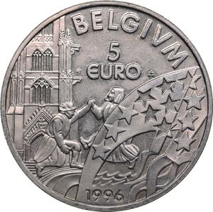 Belgia 5 euro 1996
22.41 g. UNC/UNC CuNi