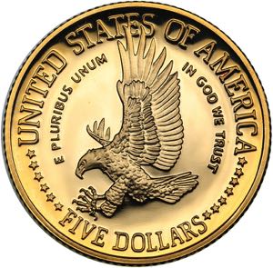USA 5 dollars 1986
8.36 g. PROOF Gold.