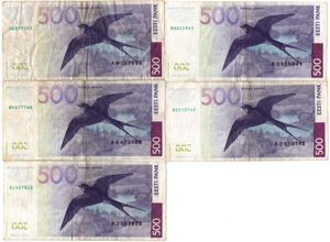 Estonia 500 krooni 2000 (5)
Various series ... 