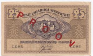 Estonia 25 Marka 1919 - Specimen VF. Pick ... 