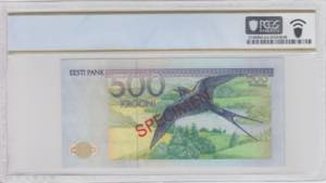 Estonia 500 Krooni 1991 - Specimen - PCGS 64 ... 
