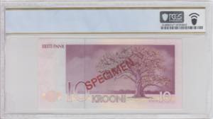 Estonia 10 Krooni 1991 - Specimen - PCGS 67 ... 