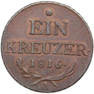 Austria 1 Kreuzer 1816 A 8.88g. XF/AU.