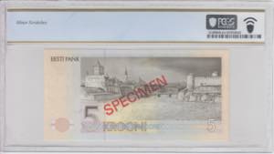 Estonia 5 Krooni 1991 - Specimen - PCGS 64 ... 