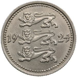 Estonia 5 Marka 1924 4.82g. AU/UNC. Mint ... 