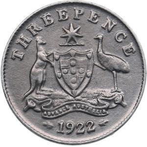 Australia 3 Pence 1922 - George V ... 
