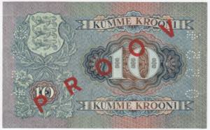 Estonia 10 Krooni 1937 - Specimen UNC. Pick ... 