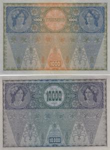 Austria 1000 & 10 000 Kronen 1919 (2) ... 