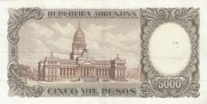 Argentina 5000 Pesos 1962-69 VF. Pick 280