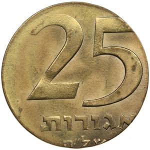 Israel 25 Agorot 1975 - Mint error 2.44g. ... 